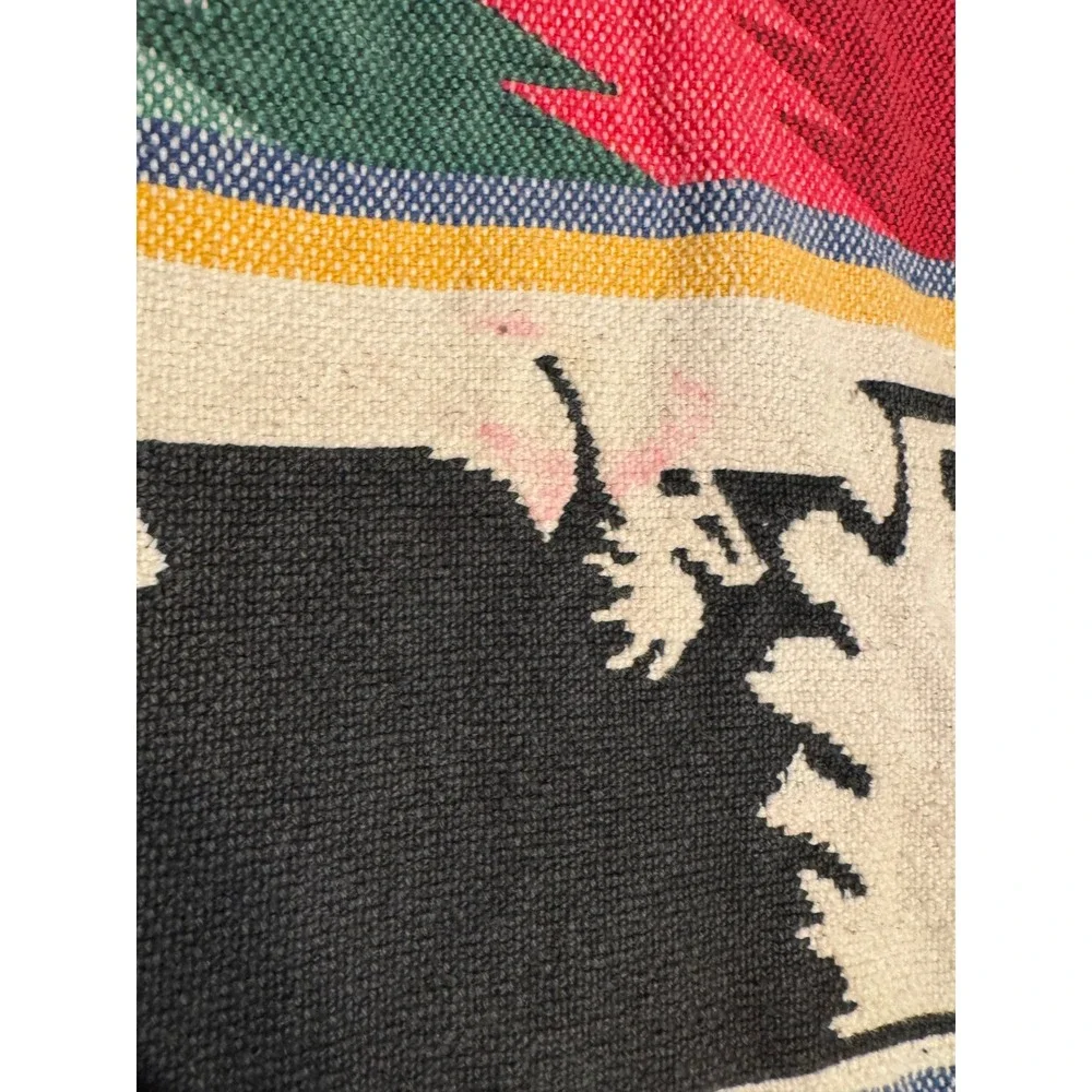Vintage Aztec Southwestern Tapestry Blanket Rug Pine Tree Lodge Afghan 42x26